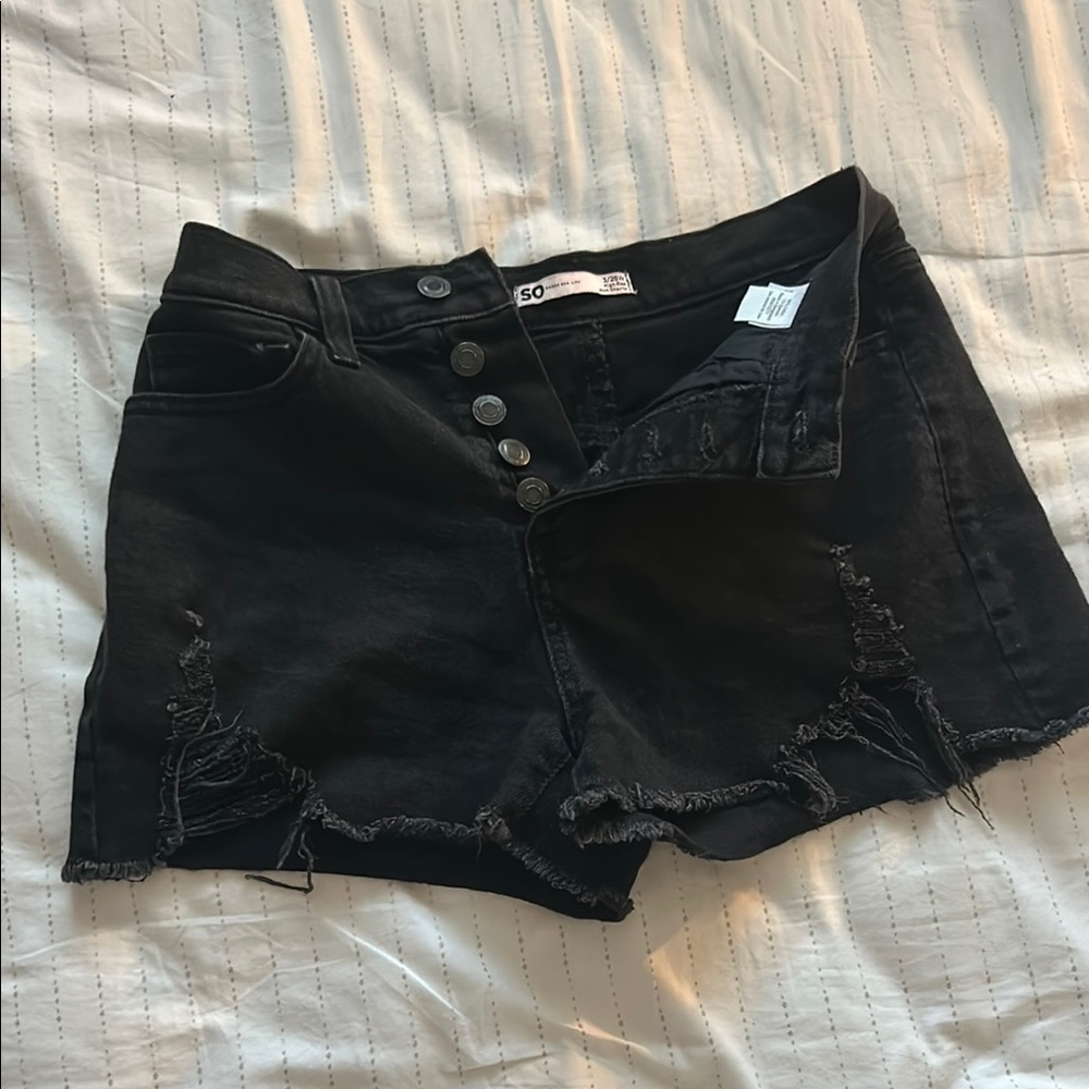 SO Black Distressed Jean Shorts